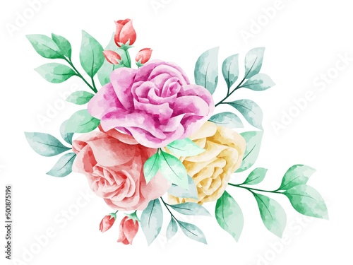 Watercolor Flower Arrangement. Flower Arrangement for Invitation Card