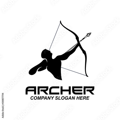 archer fighter logo design, arrow direction target, royal protector vector illustration