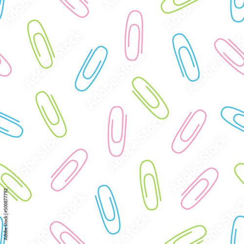 seamless pattern with paper clips in cartoon style