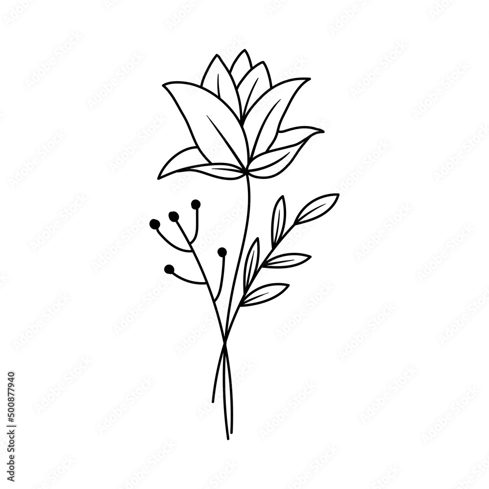 Obraz premium Flower outlineicon design ilustration template vector