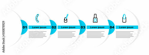 Set line Nail manicure, Bottle of nail polish, and file icon. Vector