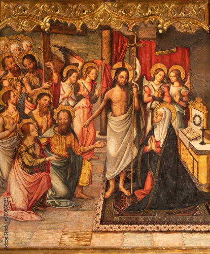 VALENCIA, SPAIN - FEBRUARY 14, 2022: The painting of Apparition of Jesus afte...