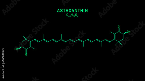 Astaxanthin Skeletal Formula or Molecular Structure Symbol on black background photo