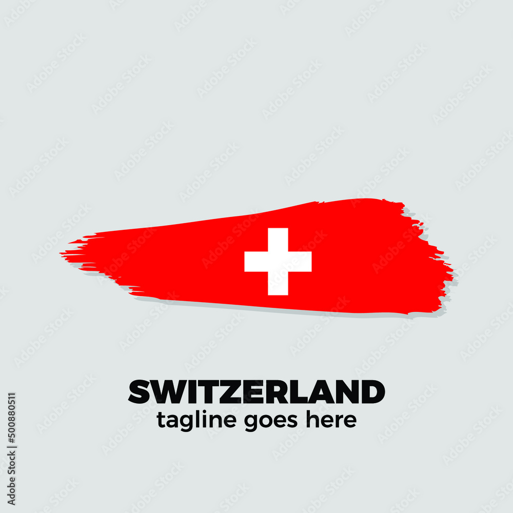 flag of switzerland brush stroke background vector illustration