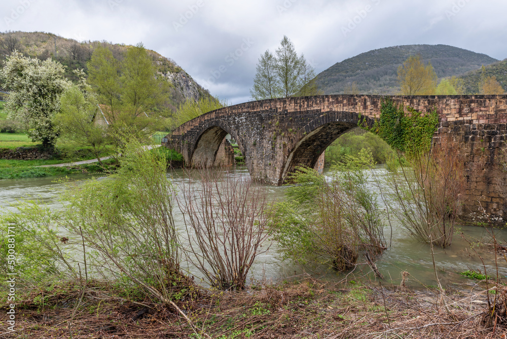 Medieval Bridge over the Irati River. Aribe. Aezkoa