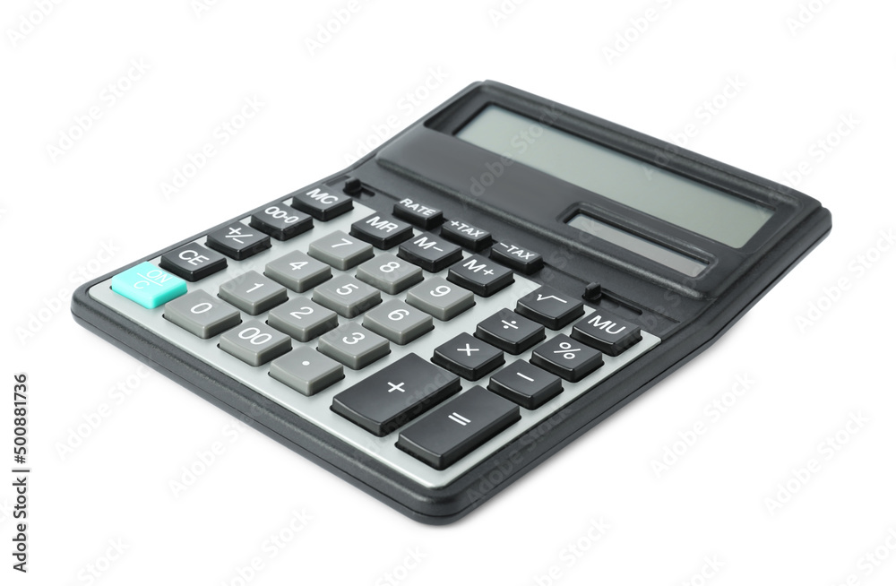 Modern calculator on white background. Office equipment Modern calculator on white background. Office equipment