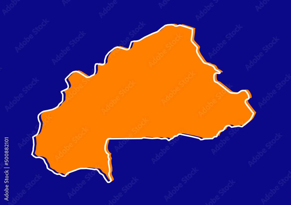 Obraz premium Outline map of Burkina Faso, stylized concept map of Burkina Faso. Orange map on blue background.
