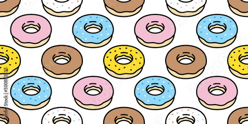 donut seamless pattern vector bake bakery bread food cartoon character chocolate strawberry scarf isolated repeat wallpaper tile background gift wrapping paper doodle illustration design clip art