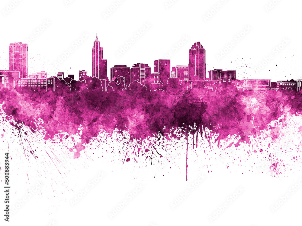 Raleigh skyline in watercolor background Raleigh skyline in watercolor background