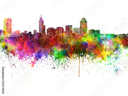 Raleigh skyline in watercolor background © Paulrommer