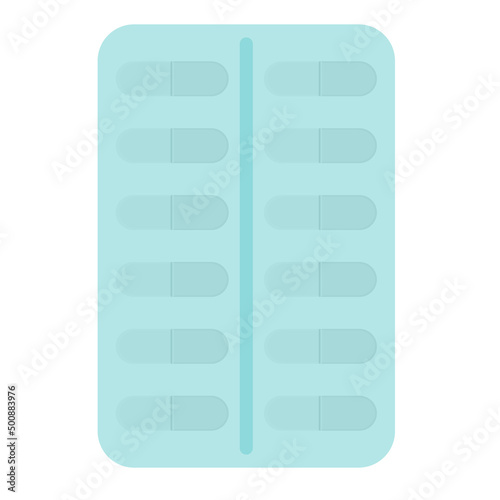 Tablets in a blister pack. Flat vector illustration