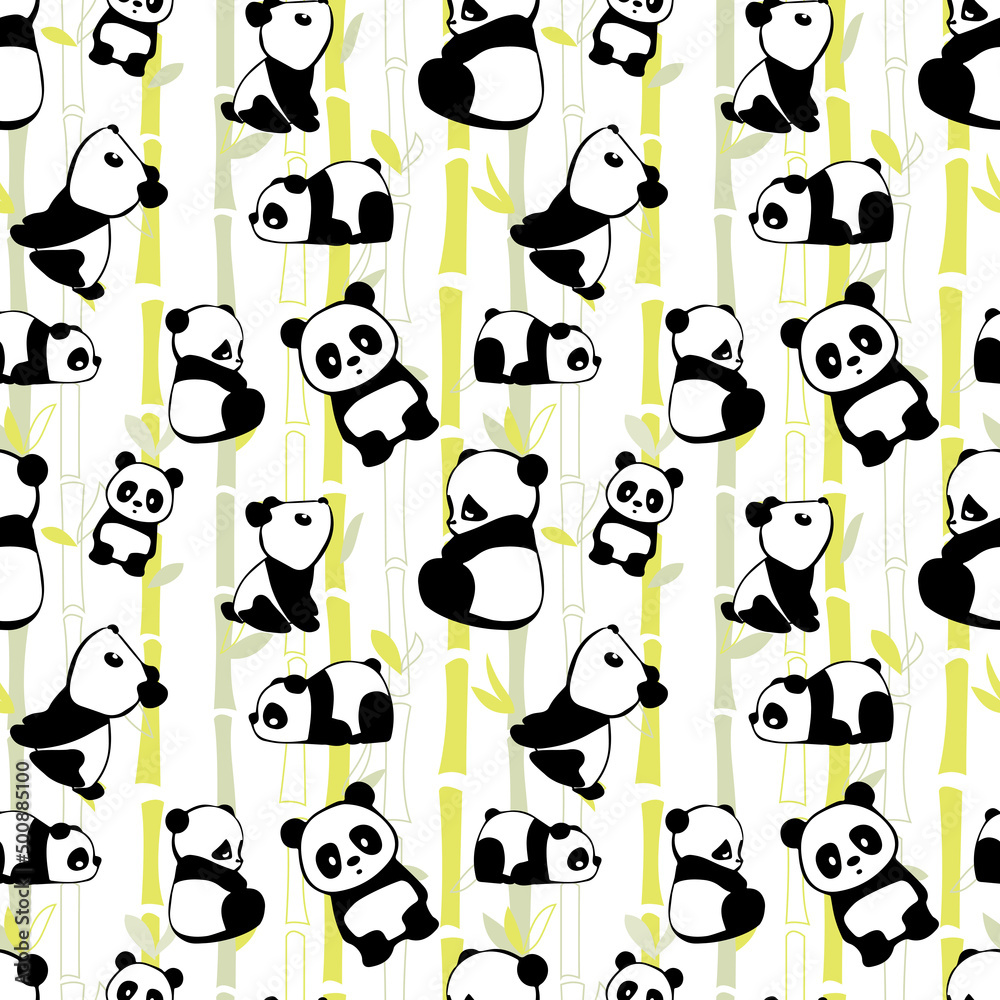 panda bamboo seamless pattern for textile, packaging panda bamboo seamless pattern for textile, packaging