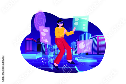 Metaverse Technology Illustration concept. Flat illustration isolated on white background