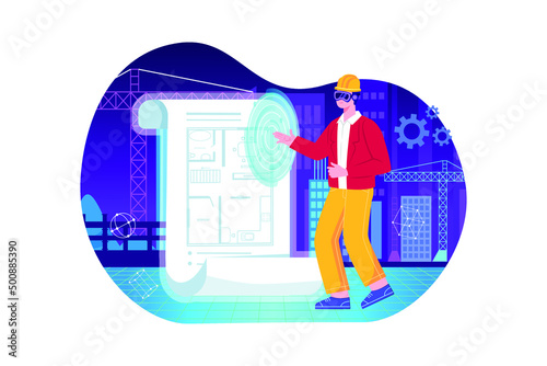Metaverse Technology Illustration concept. Flat illustration isolated on white background