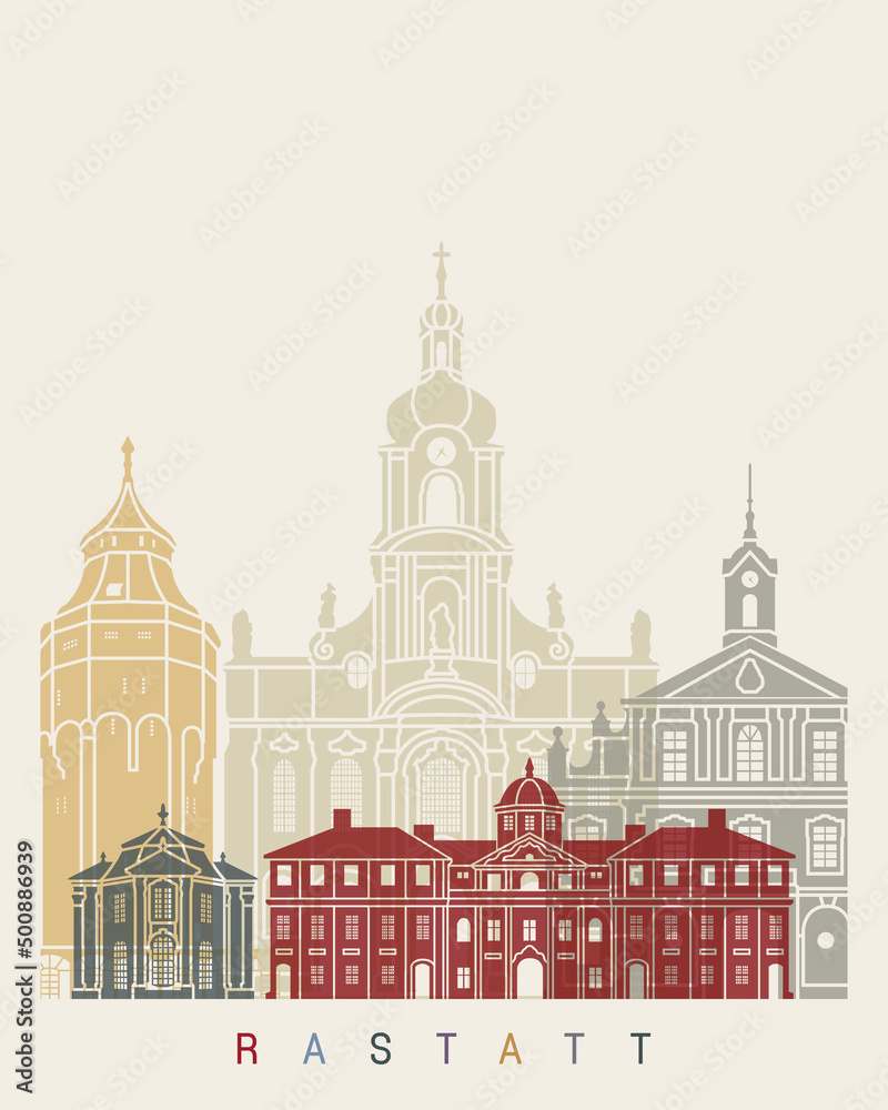 Rastatt skyline poster in editable vector file