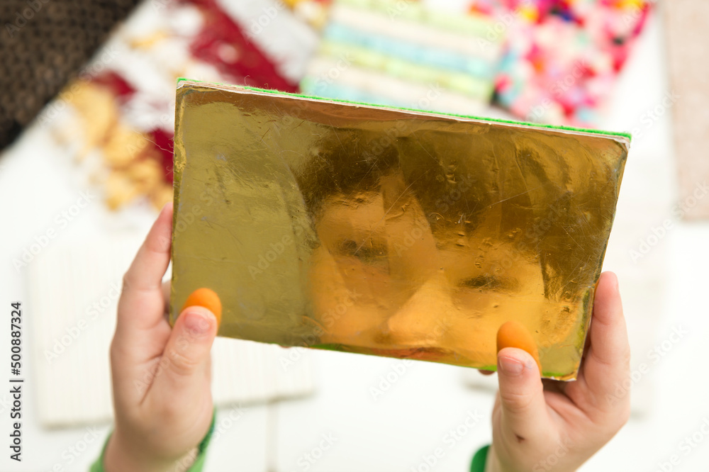 Cards of different textures. Sensory device for infants or children