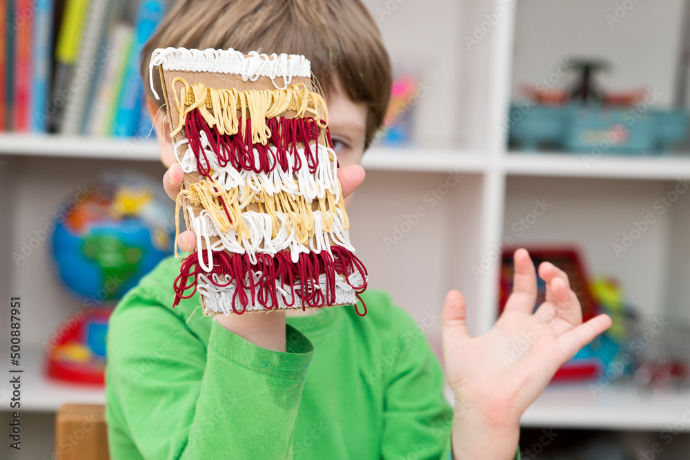 Cards of different textures. Sensory device for infants or children