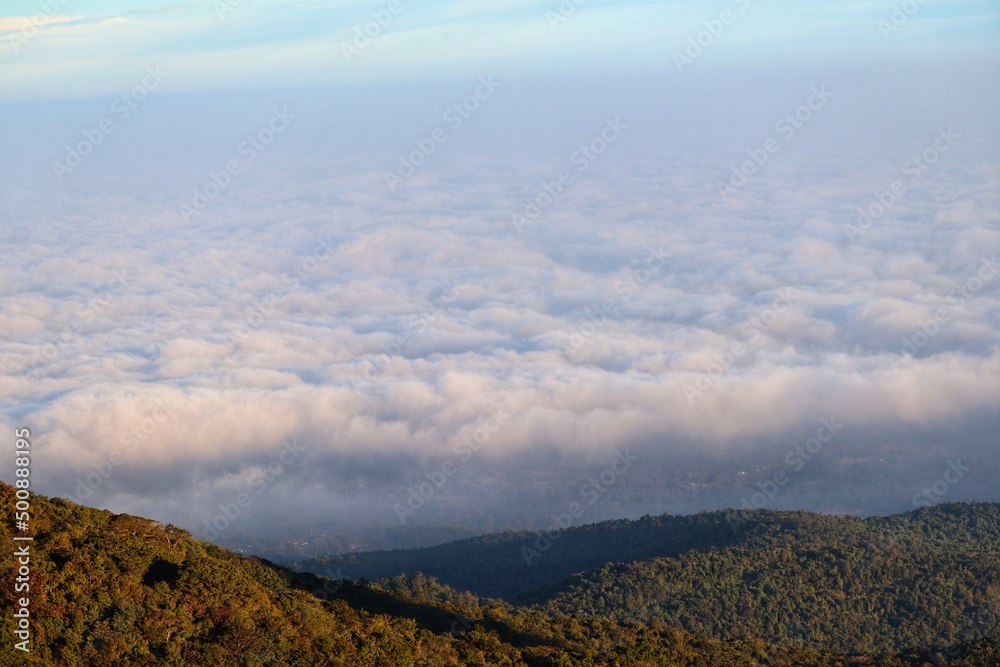 Photograph of clouds over the mountain