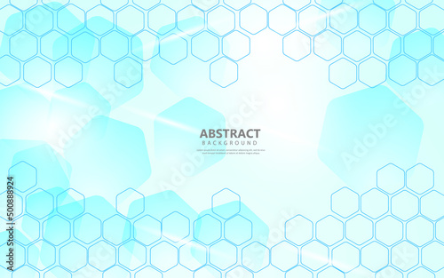 Abstract hexagonal blue light background