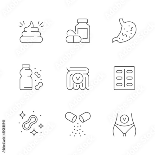 Set line icons of probiotics