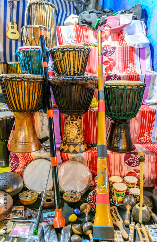 Musical instruments shop in Goa, India
