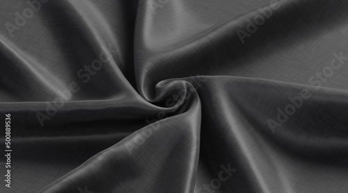 Blank black twisted fabric glossy material mockup, side view