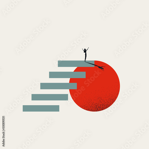 Business career top vector concept. Symbol of success, growth, climbing corporate ladder. Minimal illustration