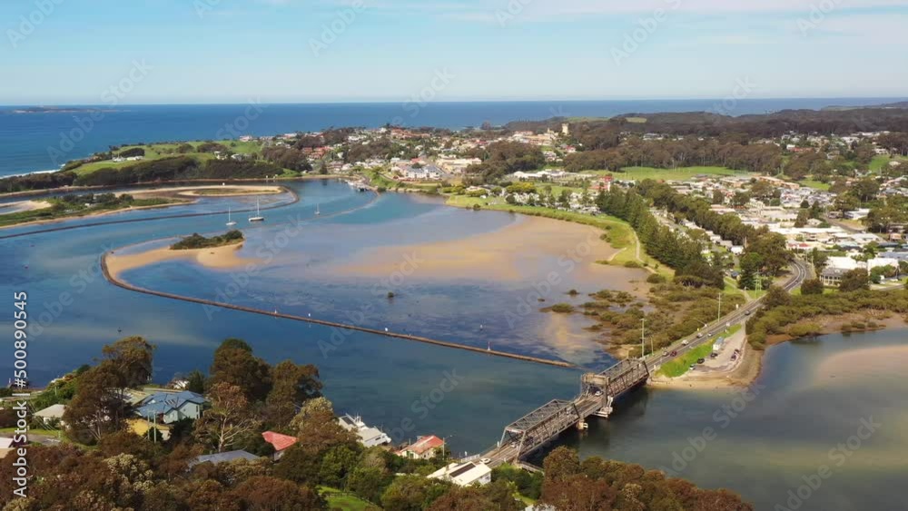 Narooma town waterfront on Wagonga inlet of Australian South coast as 4k.
Narooma town waterfront on Wagonga inlet of Australian South coast as 4k.