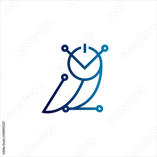 Cyber owl tech logo illustration design