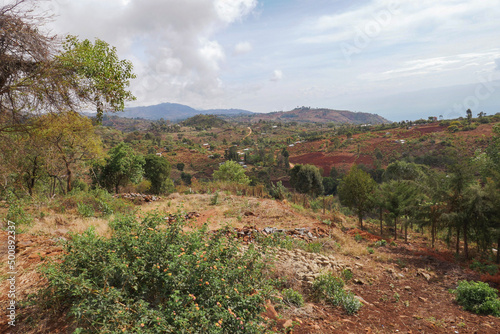 Scneic view of Kerio Valley from a view point at Elgeyo Marakwet County, Kenya photo