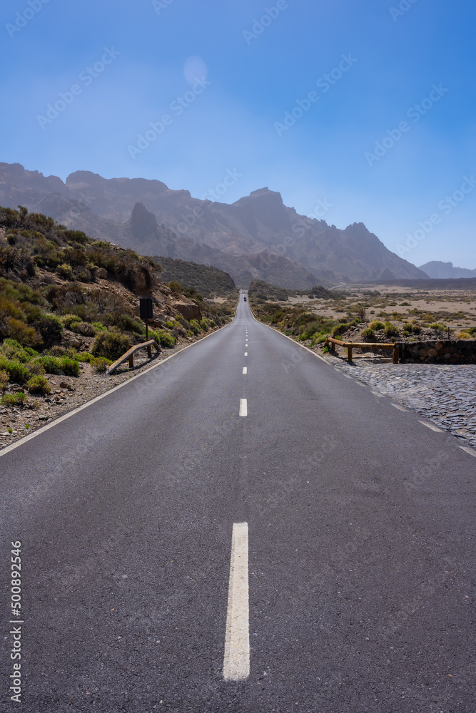 Beautiful road next to the Llano de Ucanca viewpoint in the Teide Natural Park in Tenerife, Canary Islands Beautiful road next to the Llano de Ucanca viewpoint in the Teide Natural Park in Tenerife, Canary Islands