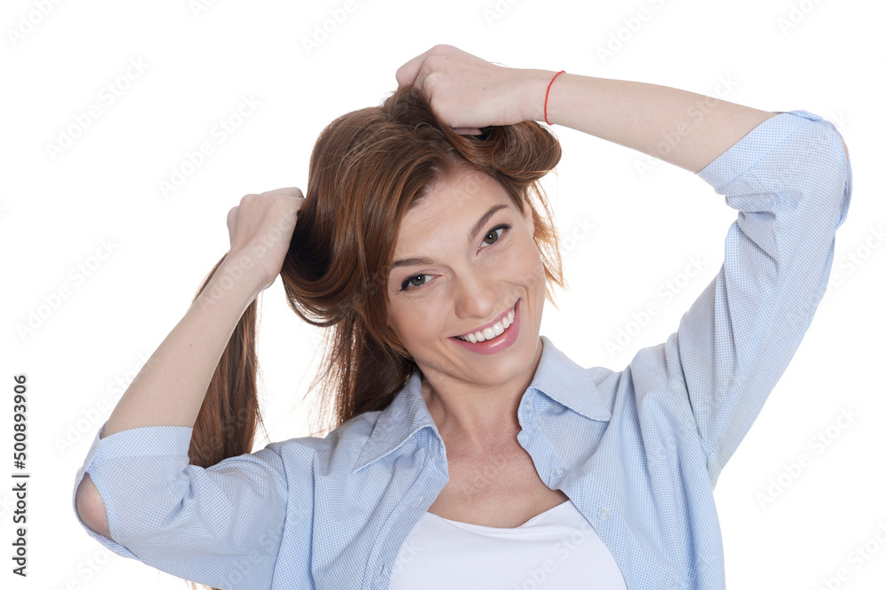 Portrait of beautiful smiling young woman posing isolated Portrait of beautiful smiling young woman posing isolated