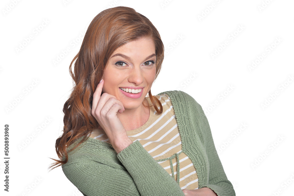 Portrait of beautiful young woman on white background Portrait of beautiful young woman on white background