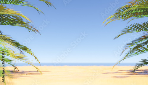 Fototapeta Naklejka Na Ścianę i Meble -  Sandy beach with palms near sea