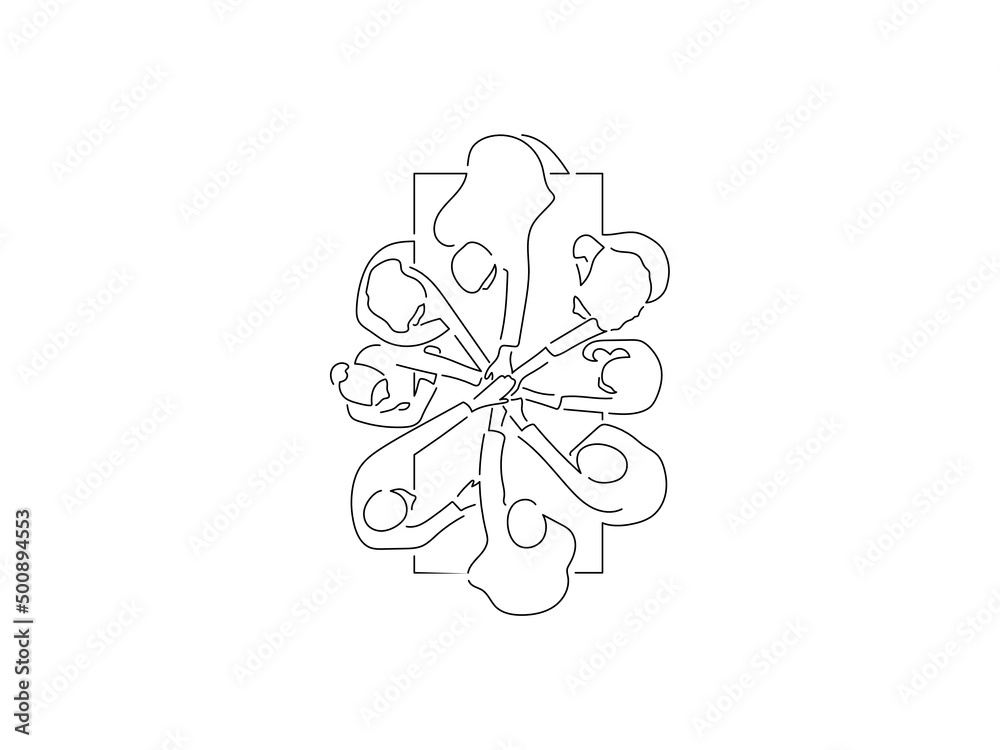 Teamwork in line art drawing style. Composition of a group of people using technology. Black linear sketch isolated on white background. Vector illustration design. Teamwork in line art drawing style. Composition of a group of people using technology. Black linear sketch isolated on white background. Vector illustration design.