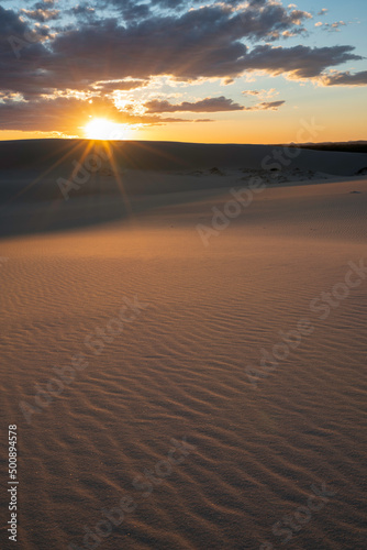 Sunset Over Dark Point Sand Dunes  Myall Lakes National Park  Hawks Nest  NSW  Australia 