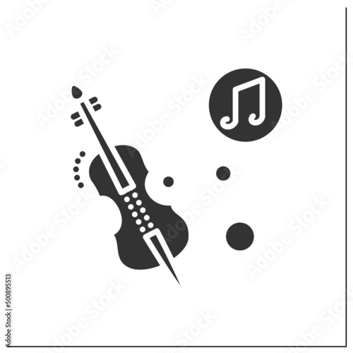 Cello glyph icon. Classical string orchestral musical instrument.Classical, ethnic and modern music. Music from different countries.Filled flat sign. Isolated silhouette vector illustration