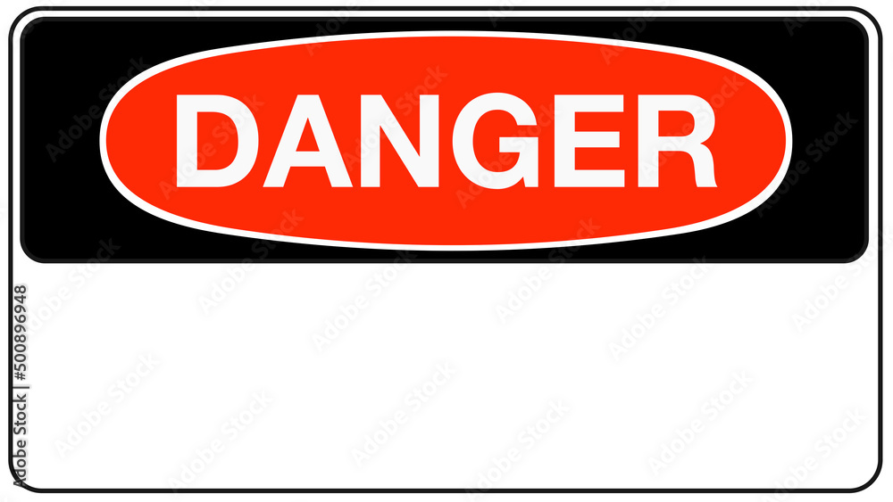 Danger Empty Text Sign on White Background