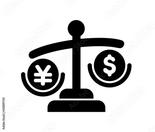 US dollar depreciation ( against Japanese yen ) vector icon illustration