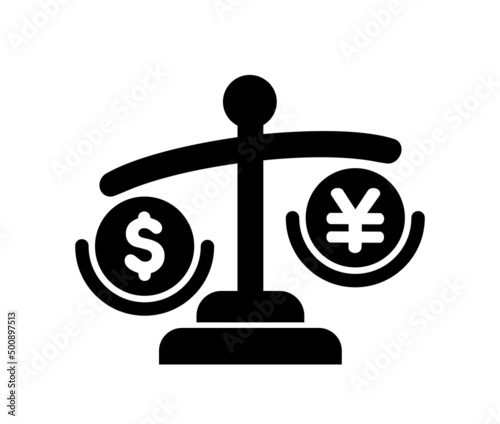 Japanese yen depreciation ( against US dollar ) vector icon illustration