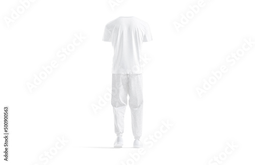 Blank white sport uniform with t-shirt and sweatpants mockup, isolated