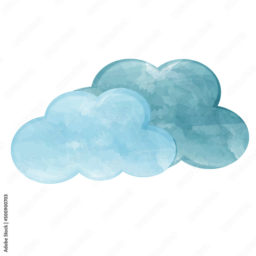 blue cloud on white / weather icons set / watercolor icons / clouds / skies / rain / kids illustration / blue blue cloud on white / weather icons set / watercolor icons / clouds / skies / rain / kids illustration / blue