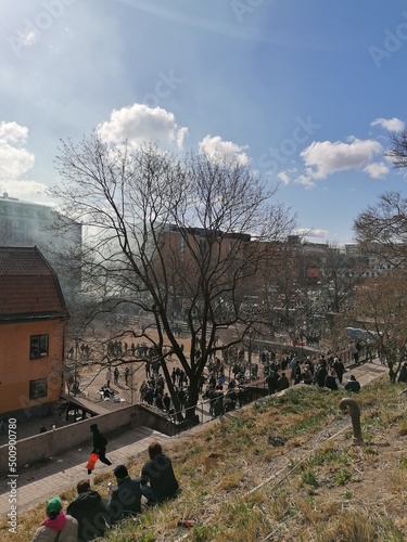 Photography Hammarby football Fans marching from Medborgarplatsen in Stockholm, Sweden
