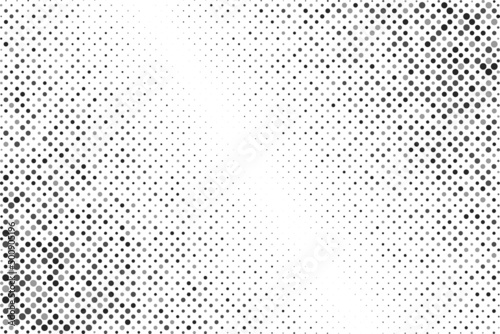 Abstract gray halftone circles texture consists of different dots isolated on white background. Geometric vector shape elements pattern for presentation design. Fit for corporate, business, talks