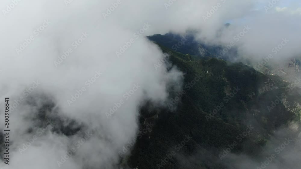 Aerial view of Anaga mountains in the clouds, Tenerife, Canary Islands, Spain Aerial view of Anaga mountains in the clouds, Tenerife, Canary Islands, Spain