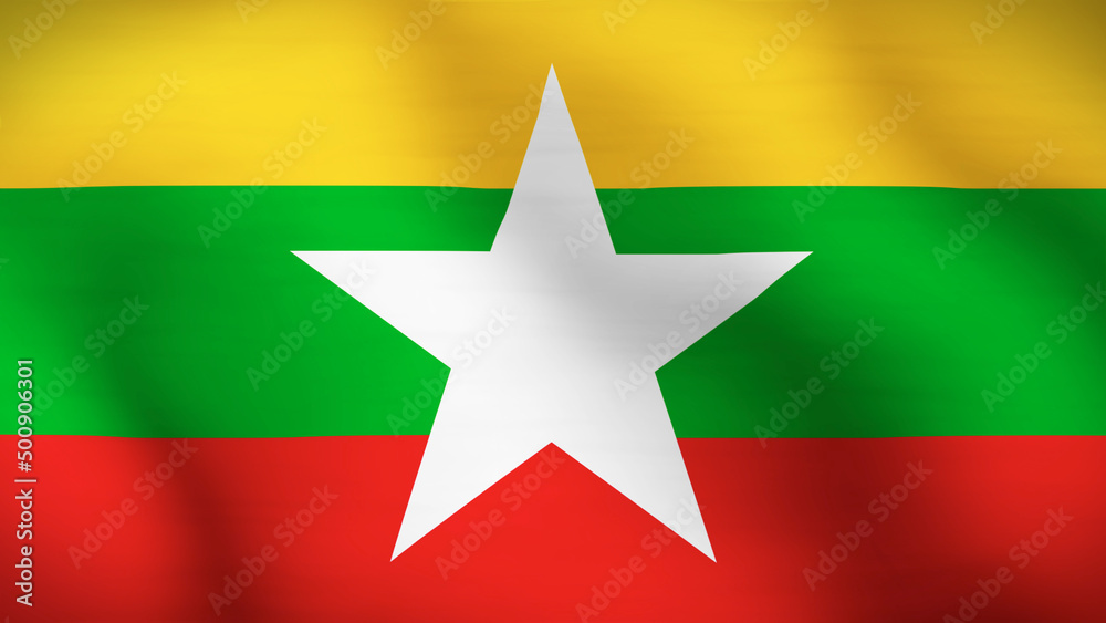 Flag of Myanmar Close Up Flag of Myanmar Close Up