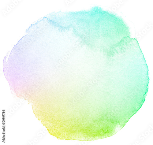 Color watercolor circles, hand painted rainbow background, copy space
