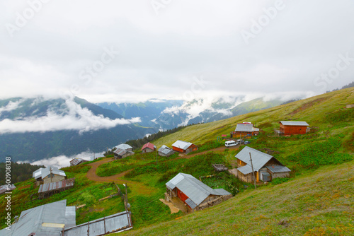 A panoramic view of the Gito plateau, one of the famous plateaus of Rize province and the Kaçkar Mountains. photo