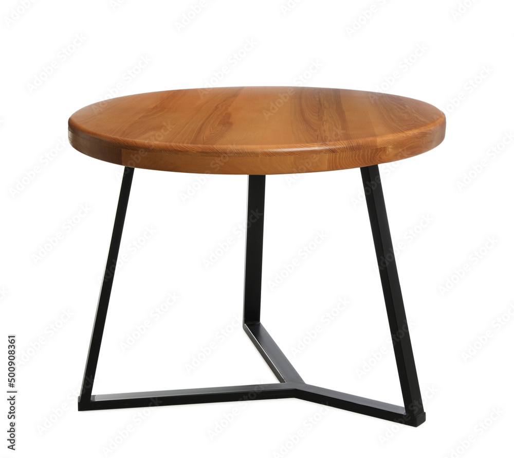 Stylish empty wooden table isolated on white Stylish empty wooden table isolated on white