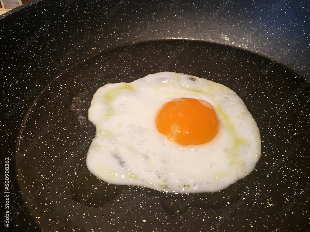 Fresh And Organic Egg Frying In Pan Fresh And Organic Egg Frying In Pan